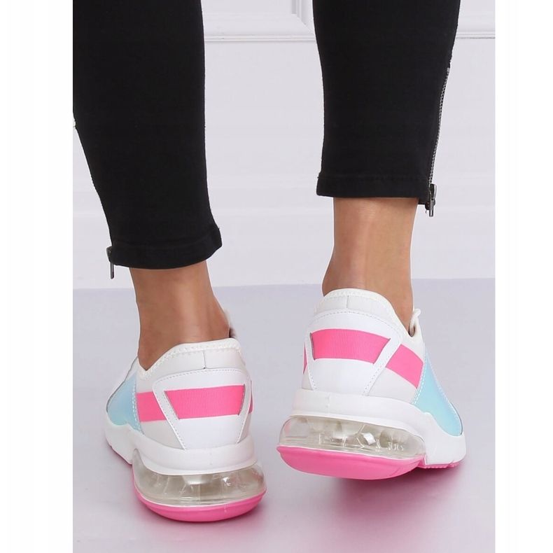 Weiße Damen Sportschuhe F-3336 WHITE / FUSHIA rosa 1