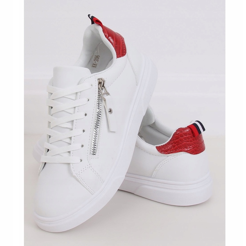 Weiße Damen Sneaker KK-206 WEISS / ROT 1
