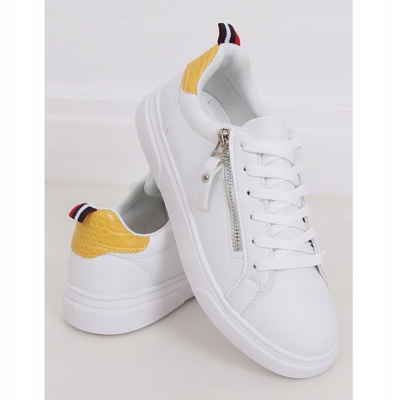 Weiße Damen Sneaker KK-206 WEISS / GELB 1