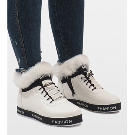 Weiße isolierte Pelzwildlederstiefel NB252P-1 1