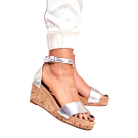 SEA Damen Sandalen mit Keilabsatz Silber MarryMe silber- 1