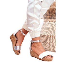 SEA Damen Sandalen mit Keilabsatz Silber MarryMe 2