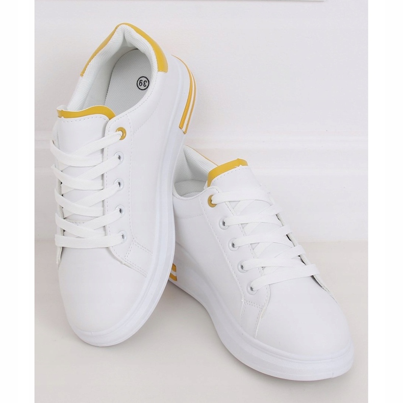 Weiße Damen Sneaker LG20 WEISS / GELB 1