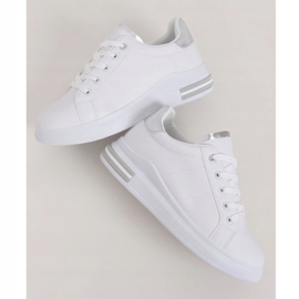 Weiße Damen Sneaker LG20 WEISS / SILBER silber- 1