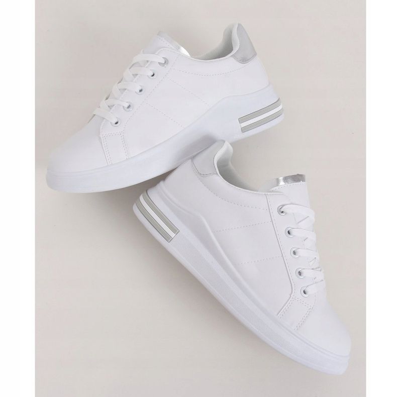 Weiße Damen Sneaker LG20 WEISS / SILBER silber- 1