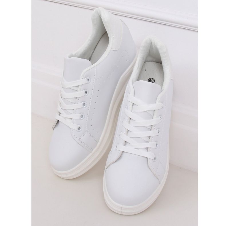 Weiße MY-0367 Weiße Sneakers auf einem versteckten Keilabsatz 1