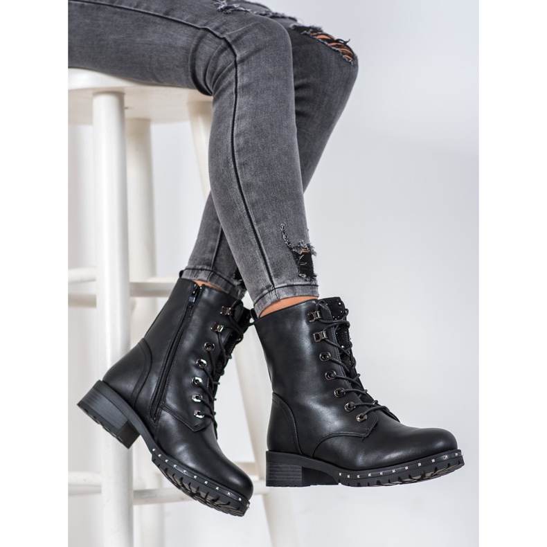 J. Star Geschnürte Arbeiter mit Kristallen schwarz 2