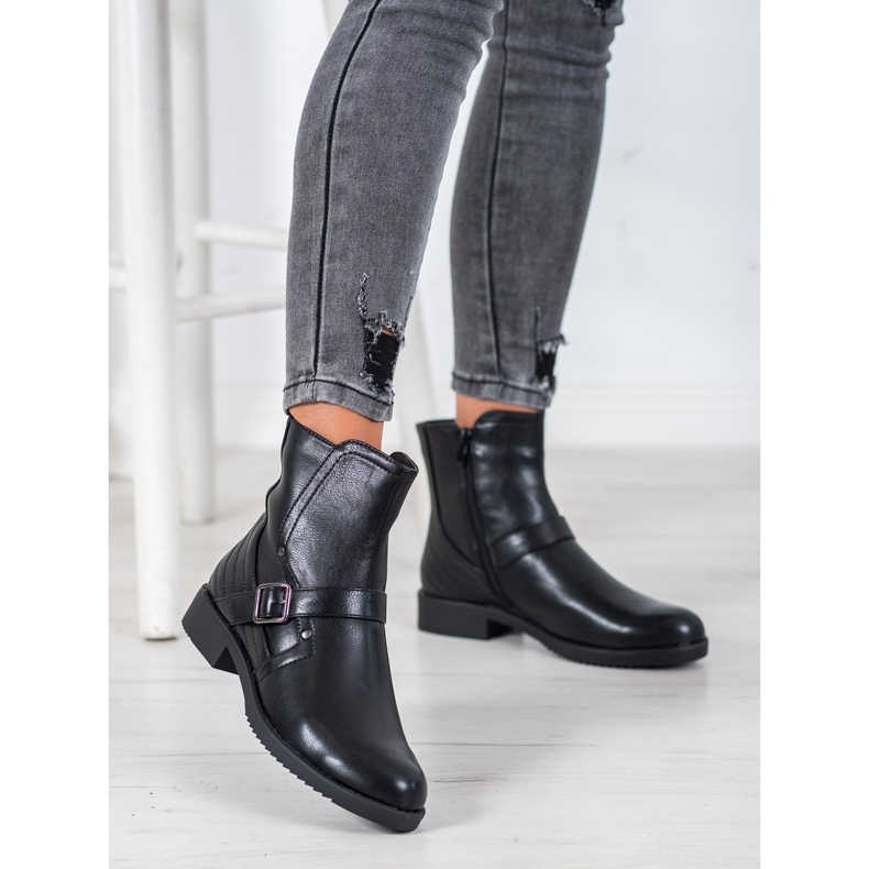 J. Star Stiefel mit flachem Absatz schwarz 2