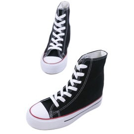 Schwarze Sneaker mit Schnür-Wedges B706-1 1