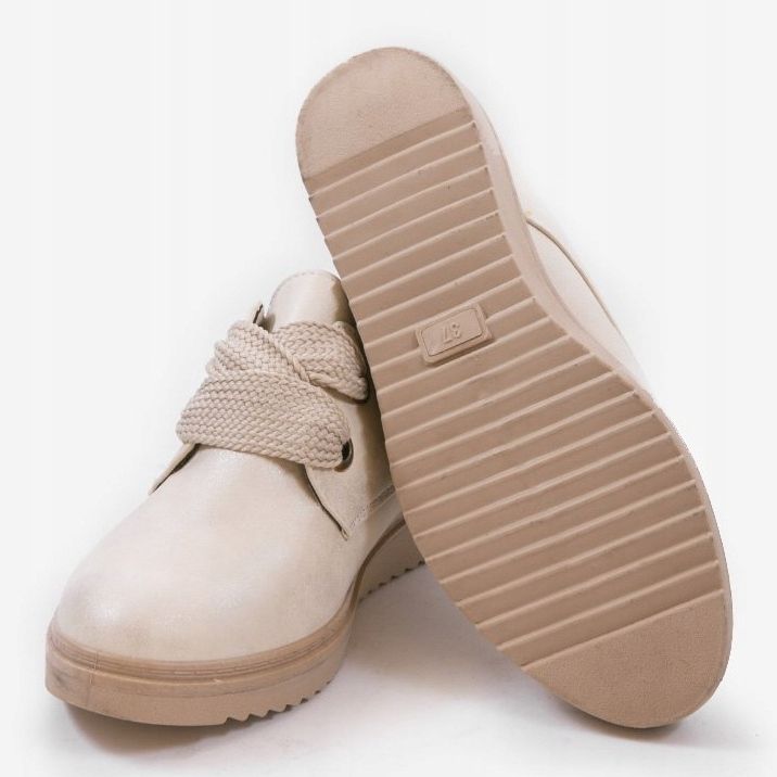 Beige Sneakers auf dem Keil H-18 braun 1