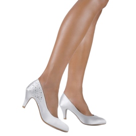 Silberne Pumps an einer Anstecknadel mit Zirkonia MJ1440 silber- grau 1