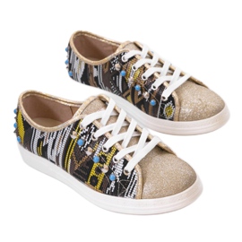 Goldene Turnschuhe reich verziert C17-3997 mehrfarbig gelb 1