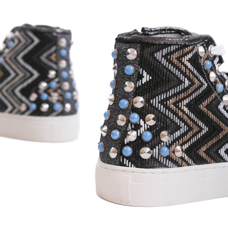 Schwarze hohe Sneakers reich verziert D17-27027 mehrfarbig 2