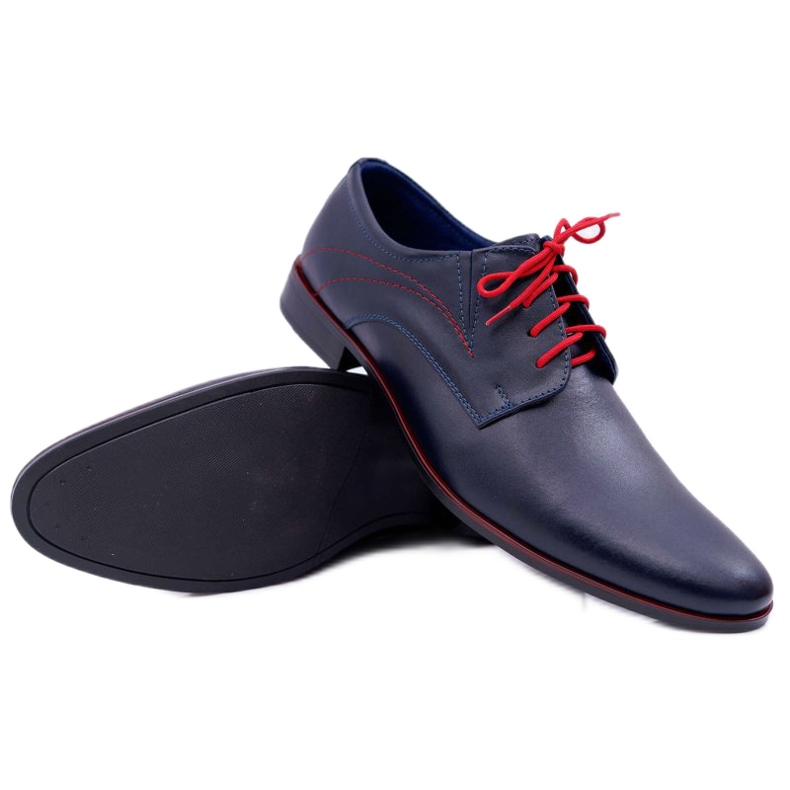 Mario Boschetti Herren Brogues, Elegantes Leder, Marineblau Menelaos rot navy blau 1