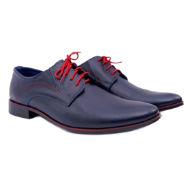 Mario Boschetti Herren Brogues, Elegantes Leder, Marineblau Menelaos rot 2