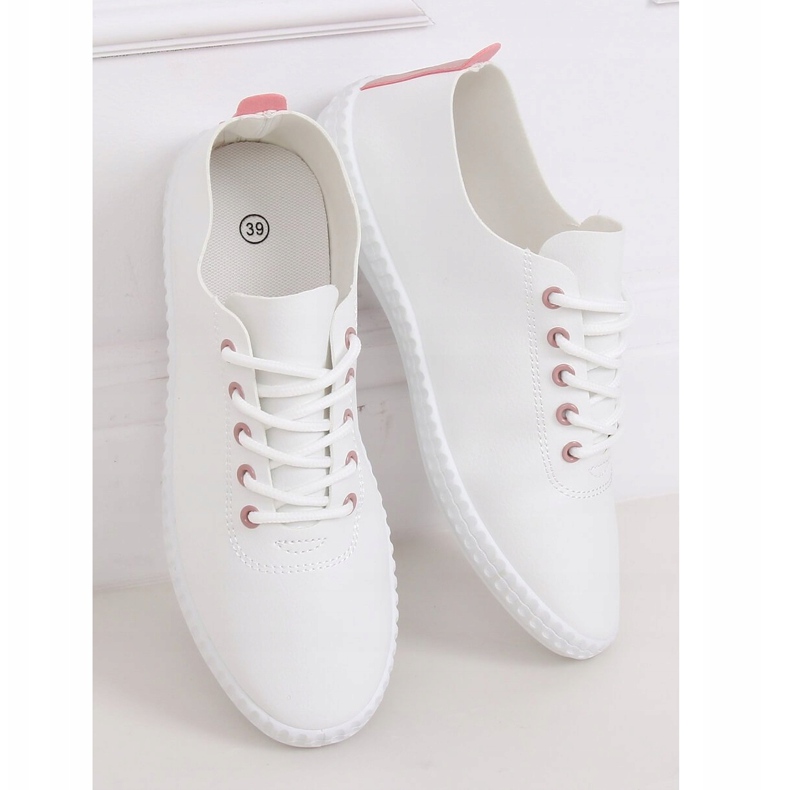 Weiße und rosafarbene Turnschuhe für Damen 6165 Pink 1