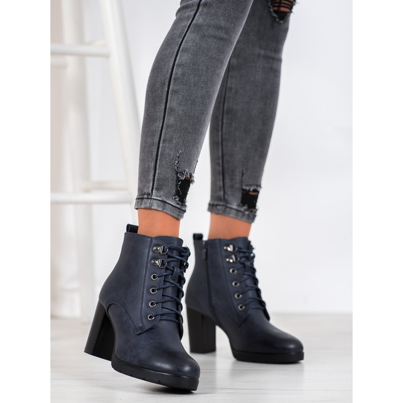 J. Star Gebundene Stiefeletten an einem Pfosten marineblau blau 2