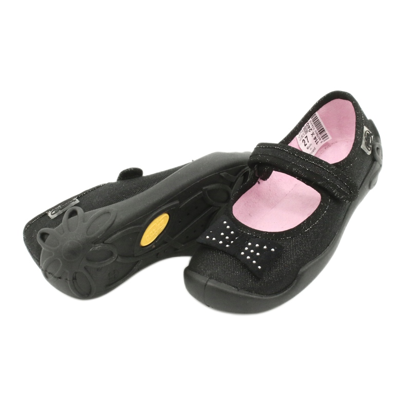 Befado Kinderschuhe, Ballerina-Slipper 114x240, schwarz mit Schleife 3
