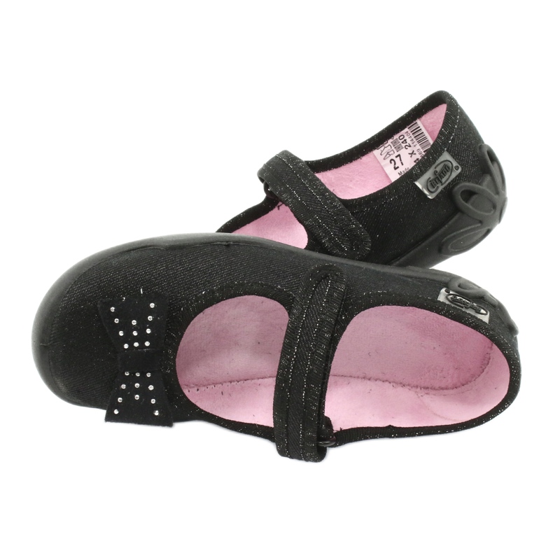 Befado Kinderschuhe, Ballerina-Slipper 114x240, schwarz mit Schleife 4