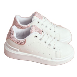 FRROCK Weiße Ilonka Sportschuhe zum Schnüren für Kinder rosa 2