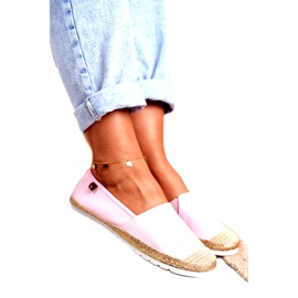 Damen Espadrilles, Geflochtene Sohle Pink Big Star DD274728 beige rosa golden 2