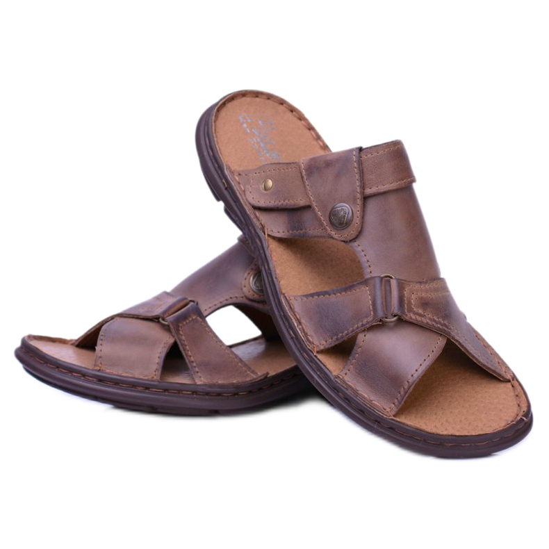 Polbut Leder Braune Herren Hausschuhe Sandalen Hideki 3