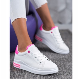SHELOVET Modische gebundene Sneakers weiß rosa 1