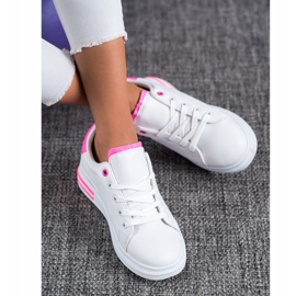 SHELOVET Modische gebundene Sneakers weiß rosa 2