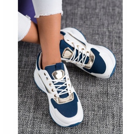 Ideal Shoes Stylische Sport-Sneaker weiß navy blau 2