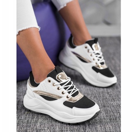 Ideal Shoes Stylische Sport-Sneaker weiß schwarz 2