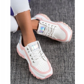 SHELOVET Turnschuhe aus Öko-Leder weiß rosa 1