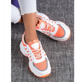 SHELOVET Bequeme Sneaker mit Mesh weiß orange 2
