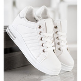 SHELOVET Weiße Sneaker mit Keilabsatz 2