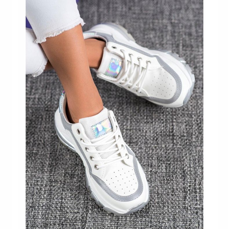 SHELOVET Turnschuhe aus Öko-Leder weiß grau 1