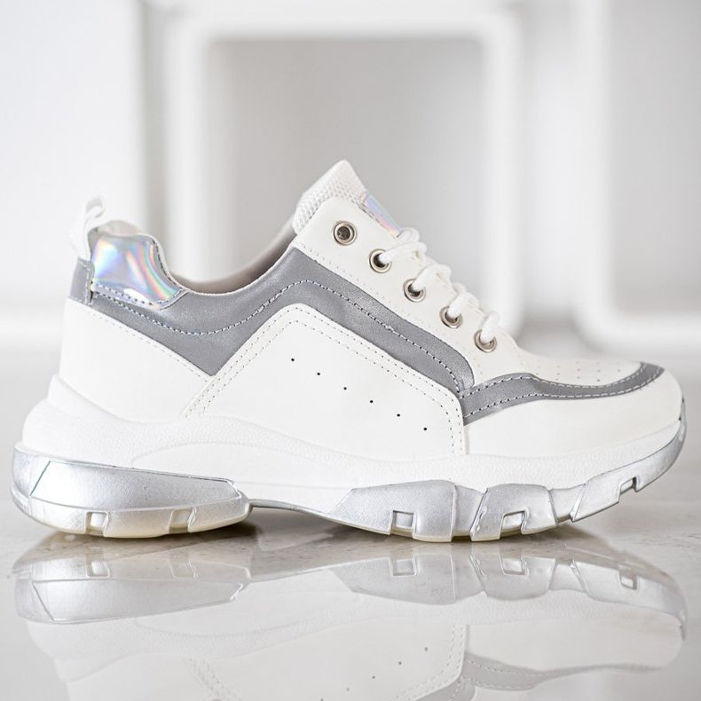 SHELOVET Turnschuhe aus Öko-Leder weiß grau 2