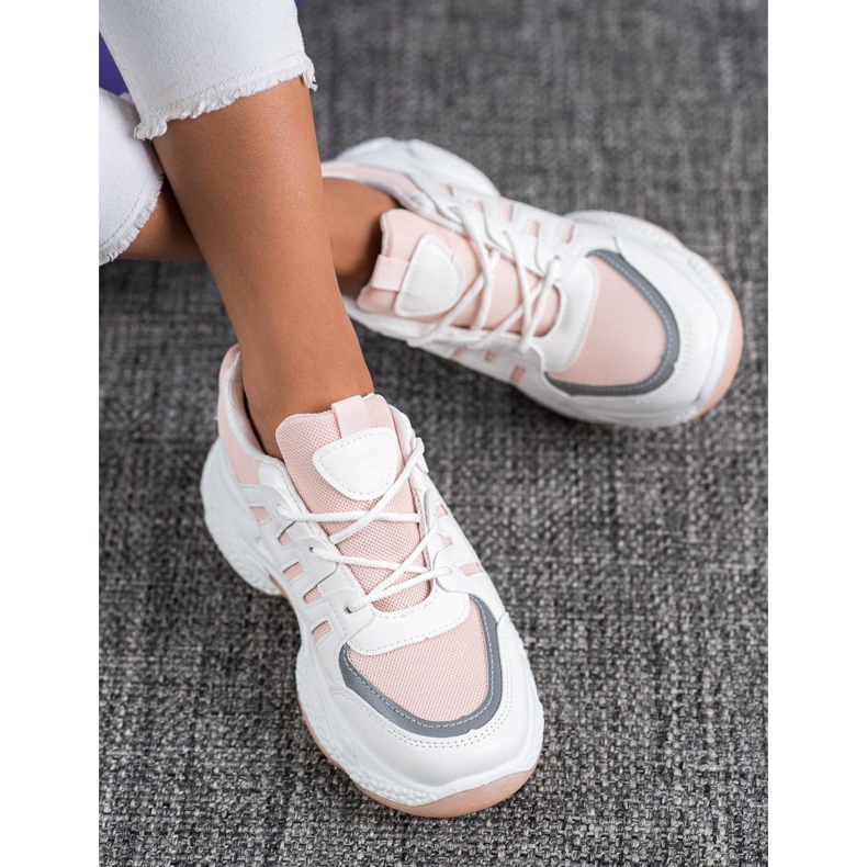 SHELOVET Bequeme Sneaker mit Mesh weiß rosa 1