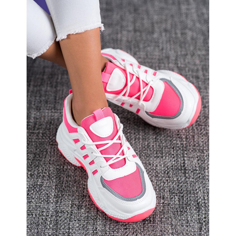 SHELOVET Bequeme Sneaker mit Mesh weiß rosa 1