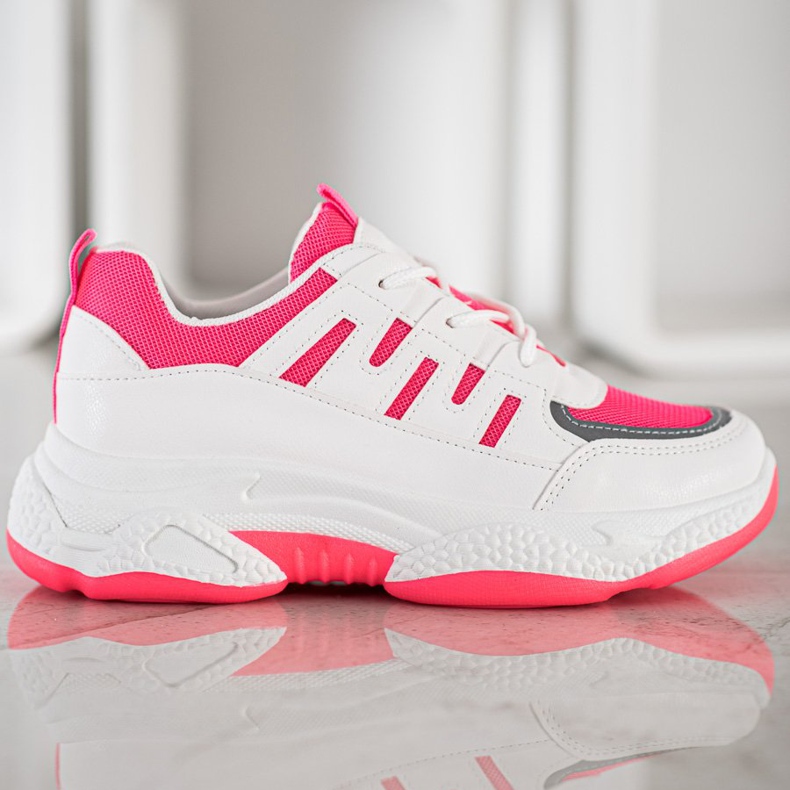 SHELOVET Bequeme Sneaker mit Mesh weiß rosa 2