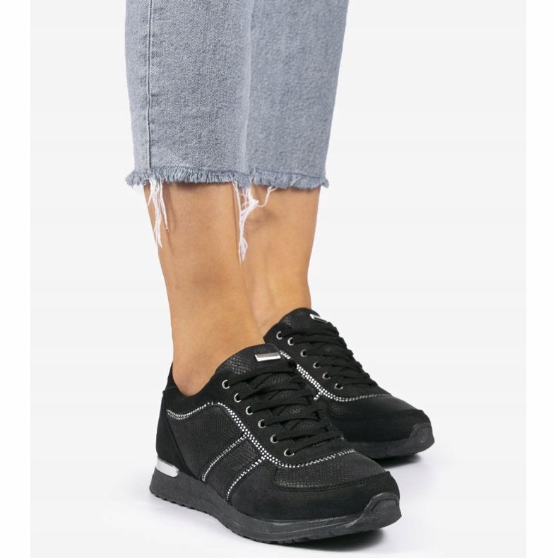 Schwarze Sportschuhe aus Öko-Wildleder 6162-Y 2