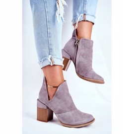 MSMG Damenstiefel an einem Absatz Grauer Meliori-Schnitt 2