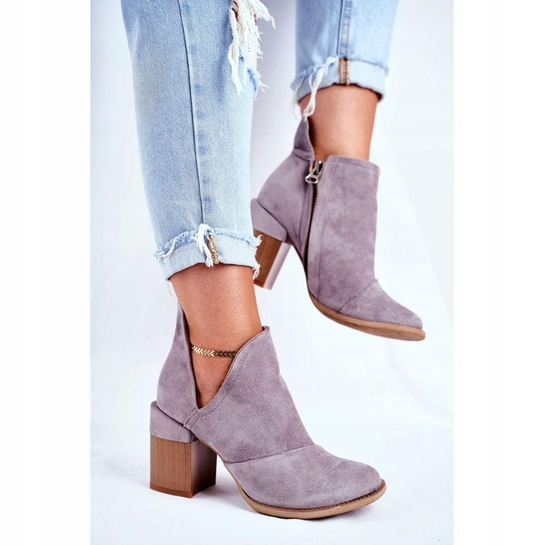 MSMG Damenstiefel an einem Absatz Grauer Meliori-Schnitt 2