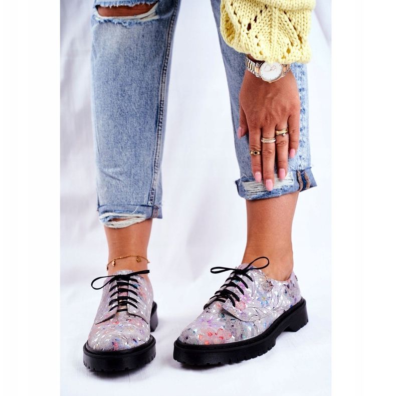 Damen Brogues Oxfords Grau Leder Maciejka 04087-13 mehrfarbig 1