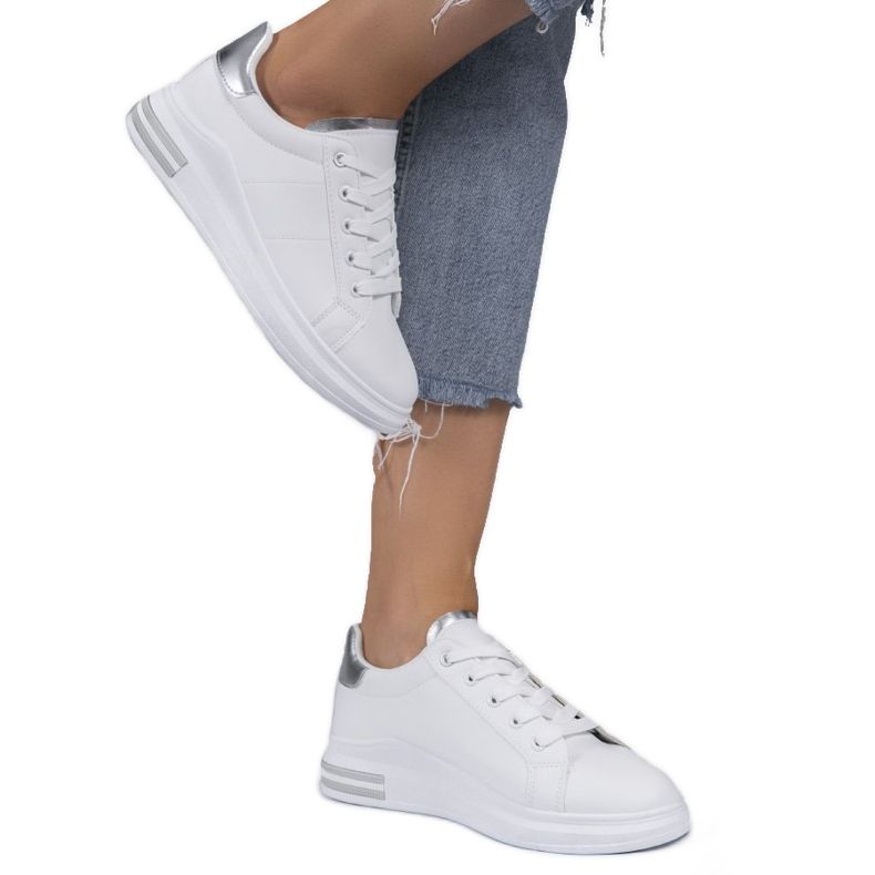 LG20 weiße klassische Sneakers silber- grau 1