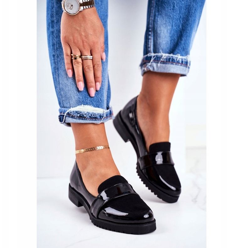 Damen Slipper Lordsy Lackleder Schwarz Nicole 2589 1