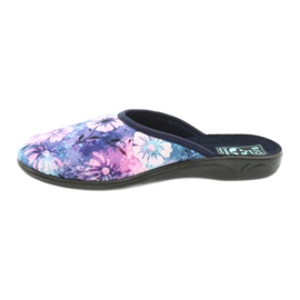 Hausschuhe Blumen 3D Adanex 25562 marineblau blau rosa grün 1
