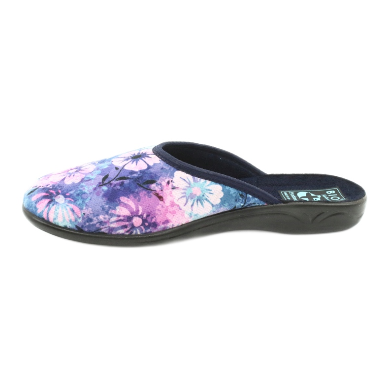 Hausschuhe Blumen 3D Adanex 25562 marineblau blau rosa grün 1