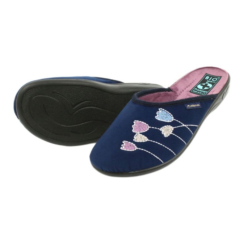 Adanex 25626 marineblaue Velours-Hausschuhe lila 3