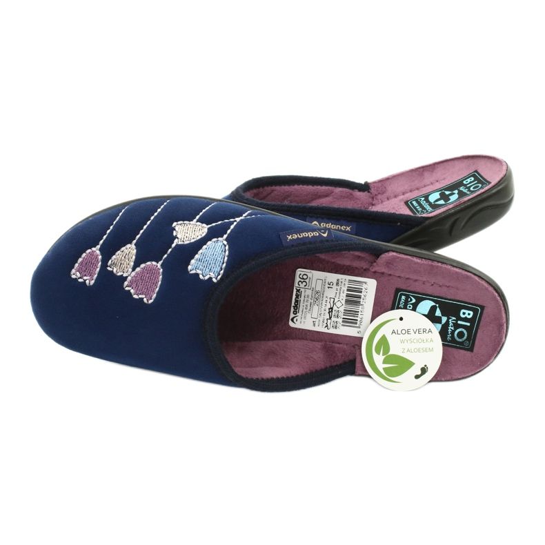 Adanex 25626 marineblaue Velours-Hausschuhe lila 4
