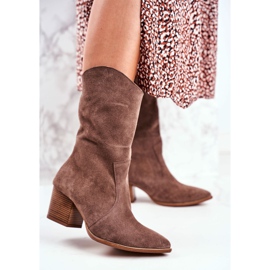 Damen Stiefel mit hohem Absatz Leder Nubuk Cappuccino Nicole 2580 braun 1