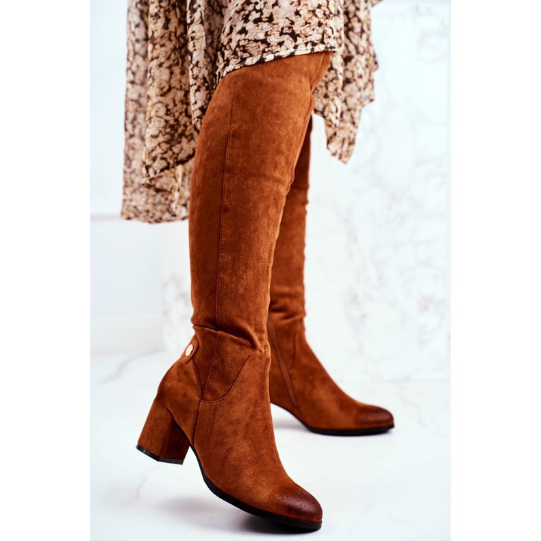 Vinceza Damenstiefel mit Absatz Wildleder Camel Torgos braun 2